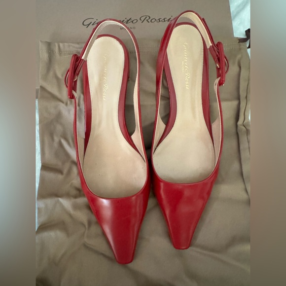 Gianvito Rossi Red Leather Slingback Pumps - Picture 1 of 9